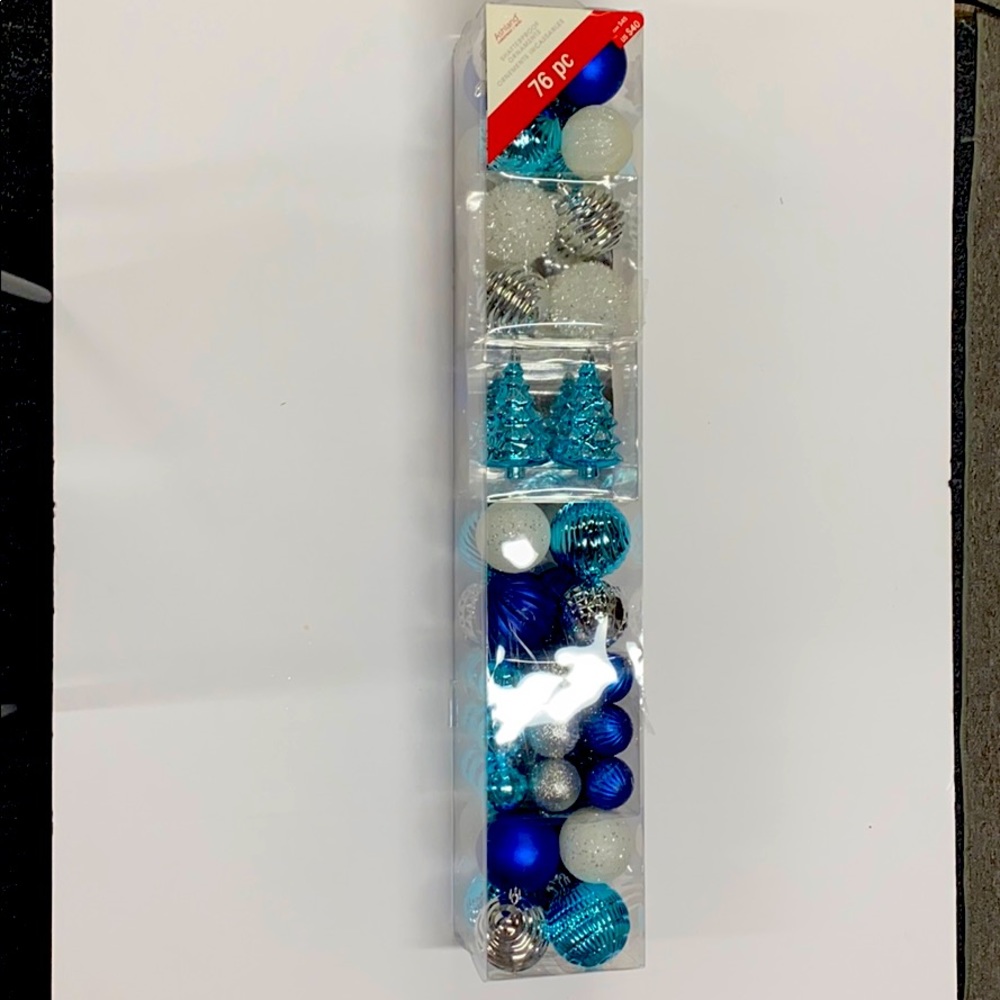 Blue, Silver & White Shatterproof Ornaments